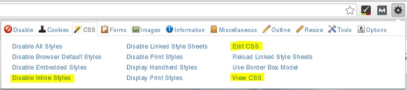 Extensión SEO Web Developer Toolbar