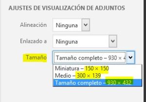 Wordpress tamaño fotos
