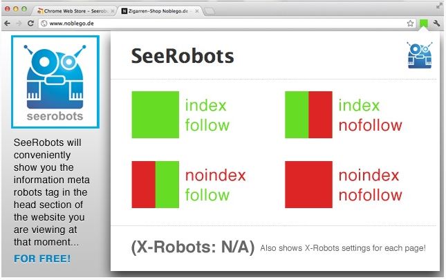 Extensión SEO Google Chrome seerobots